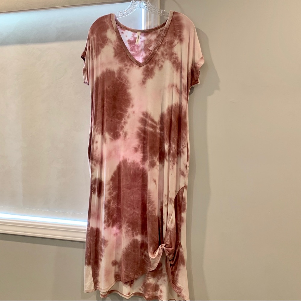 Pink tie dye midi dress size small